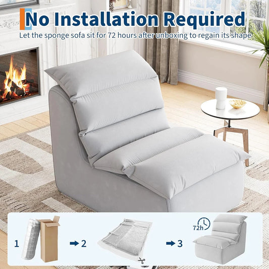 Bean Bag Chair for Adults, Lazy Floor Sofa with High-Resilience Foam, Non-Slip Base, Fireside Chair for Reading Gaming Living Ro