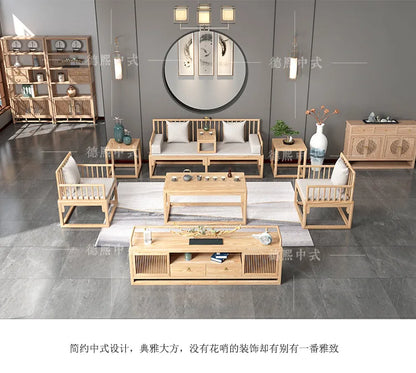 Han Solid Wood New Chinese Sofa Combination Living Room Zen Bed Hotel Homestay Push
