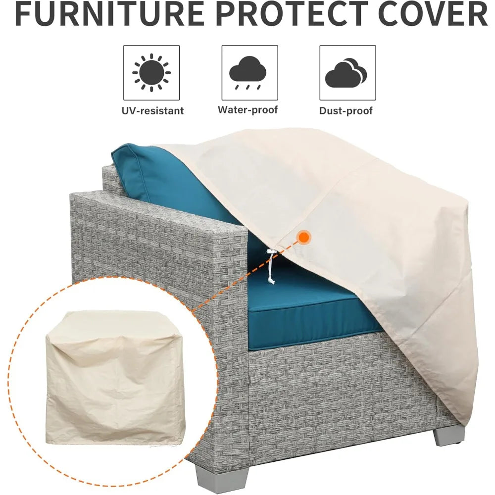 WAROOM Outdoor Sofa Set: 2-Piece Wicker Patio Chairs in Grey Rattan for Porch, Balcony, and Deep Seating Comfort