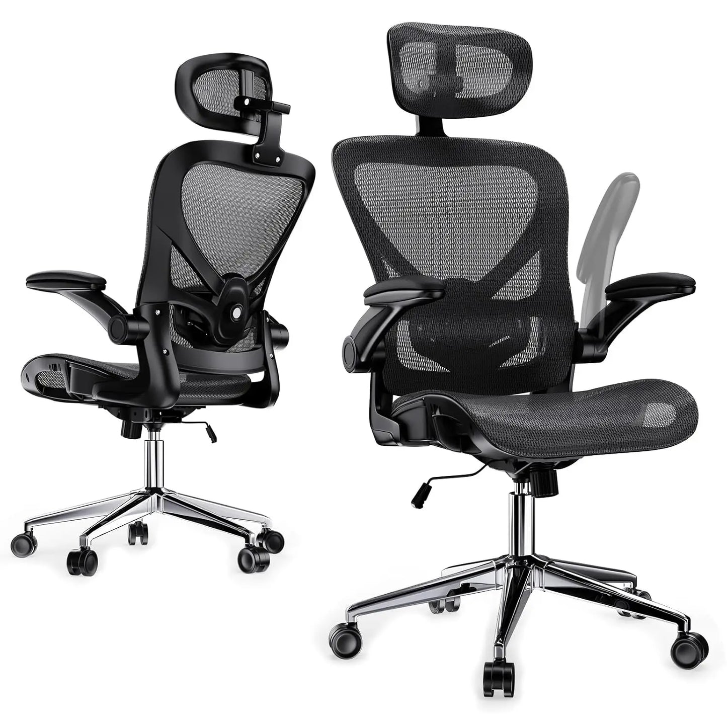 Ergonomic Mesh Office Chair, Flip Arms, Adjustable Headrest Lumbar & 90-120° Rocking Function, Customized