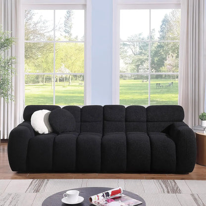 Boucle Sofa for Living Room, Cloud Couch with Solid Eucalyptus Frame & Cloud Pillow, Mid Century Modern Couch -Customized