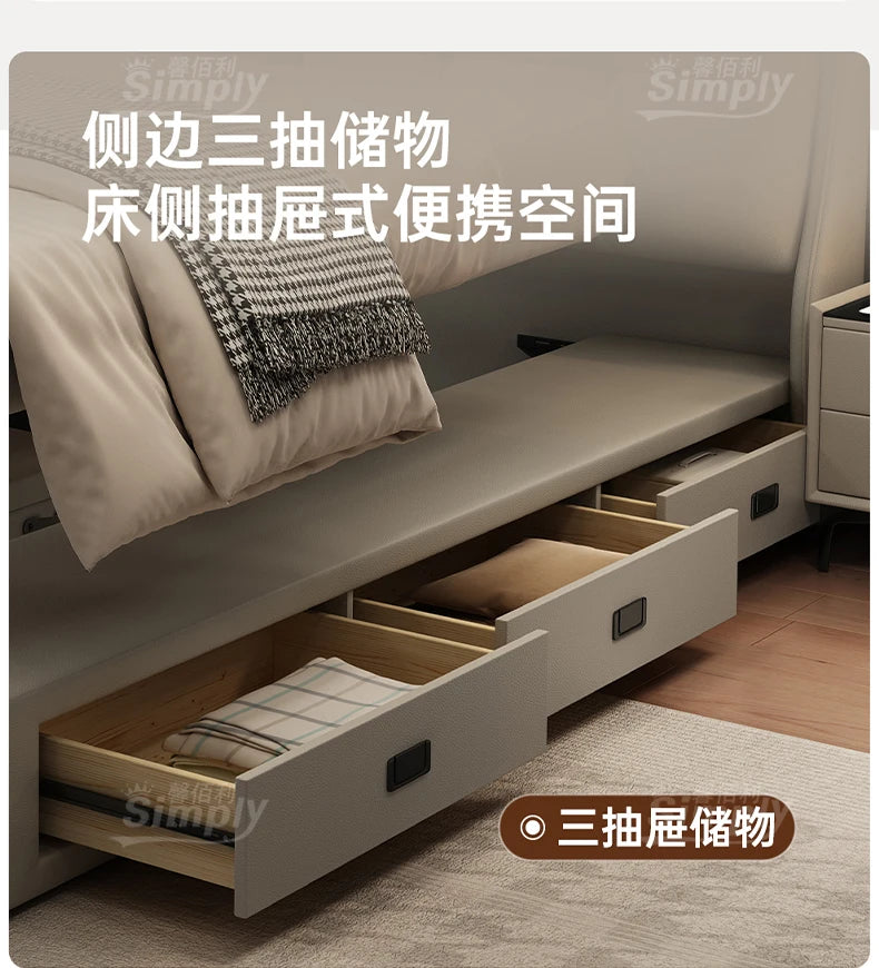 Queen Storage Bed Bedroom King Size Double Modern Frame Bed Headboard Luxury Sleeping Camas De Dormitorio Home Accessories