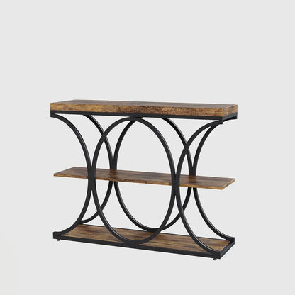 39" Narrow Console Tables for Entryway, Industrial 3-Tier Sofa Table with Metal Frame and Storage Shelves for Living Room,Foyer
