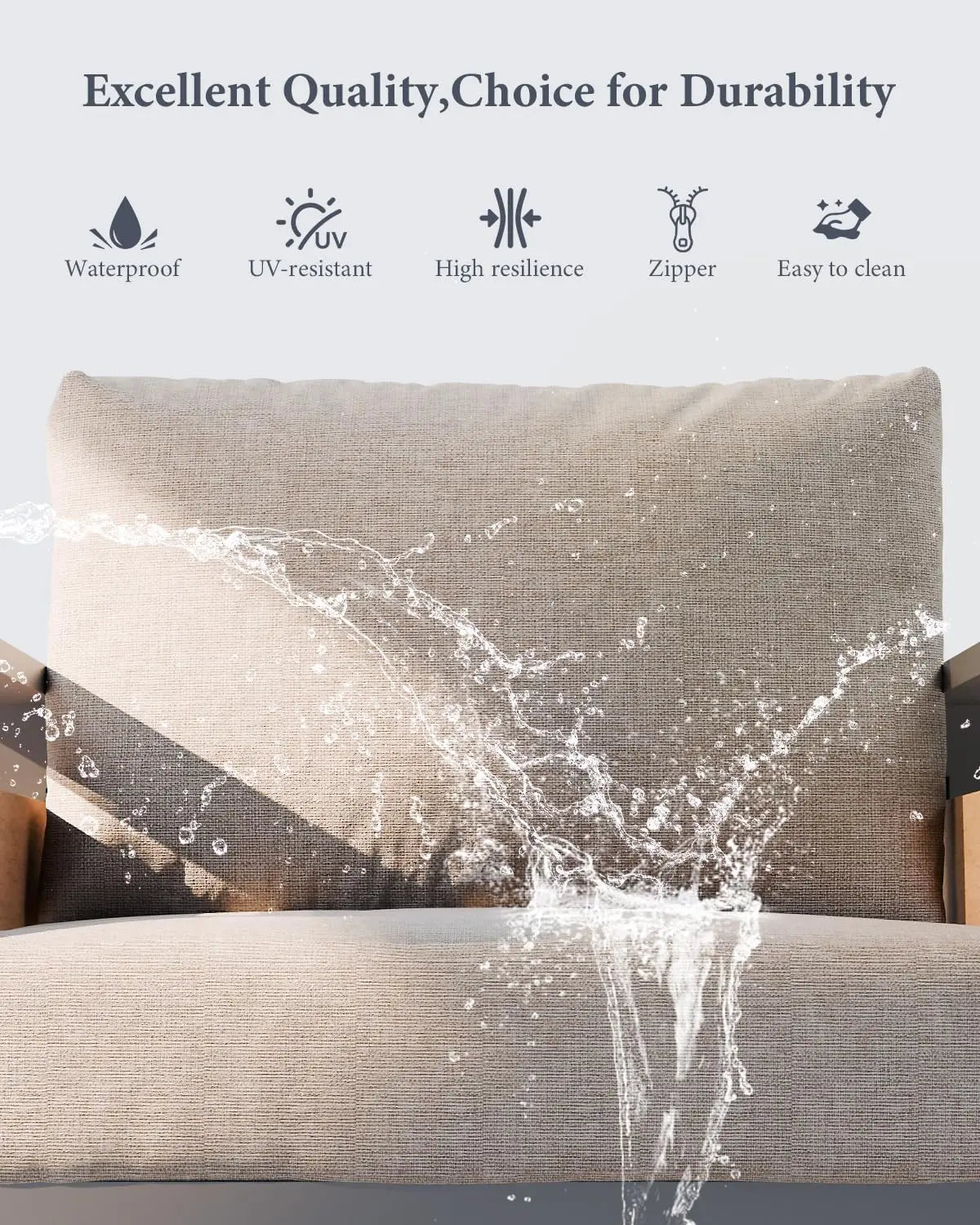 Aluminum Outdoor Patio Furniture - 2 Pcs Armchair, All-Weather Metal Modern Outside Furniture with Washable Thick Cushion