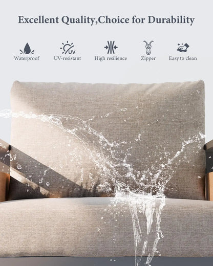 Aluminum Outdoor Patio Furniture - 2 Pcs Armchair, All-Weather Metal Modern Outside Furniture with Washable Thick Cushion