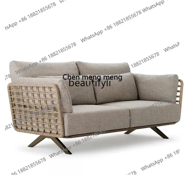 New arrive Nordic outdoor sofa rainproof rattan cafe courtyard hotel garden leisure card seat combination420
