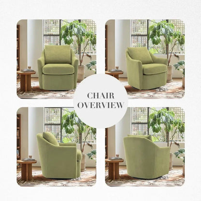 /Swivel Chair Set of 2, Upholstered Round Barral Chair, 360° Swivel Accent Chair Ergonomic Backrest, Morden Armchair, Green