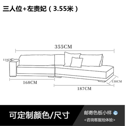 Italian fabric matte velvet Nordic minimalist technology cloth size apartment luxury living room shaped combination corner sofa