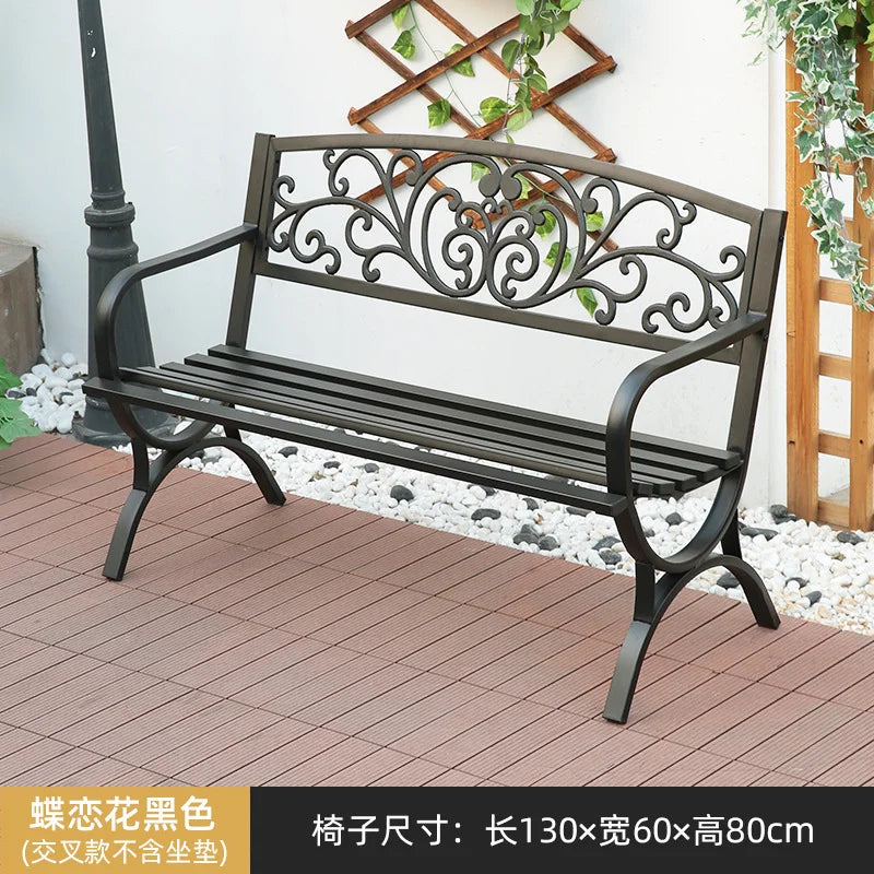 Practical Rustic Waterproof Furniture Cast IronBackrest  Iron Public Leisure Seating Metal Outdoor Garden Patio Park Bench