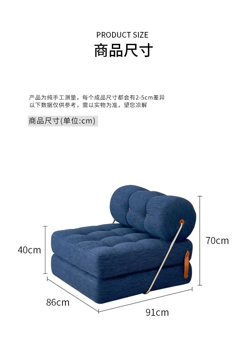 Convertible Folding Fabric Sofa Chair Bed with Reclining Backrest