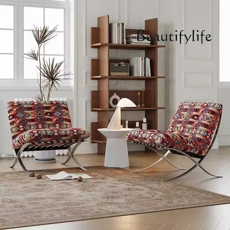 LL Stainless Steel Relaxing Chair Sturdy and Durable Single-person Sofa Chair Modern Leisure Chair Luxury Living Room Furniture