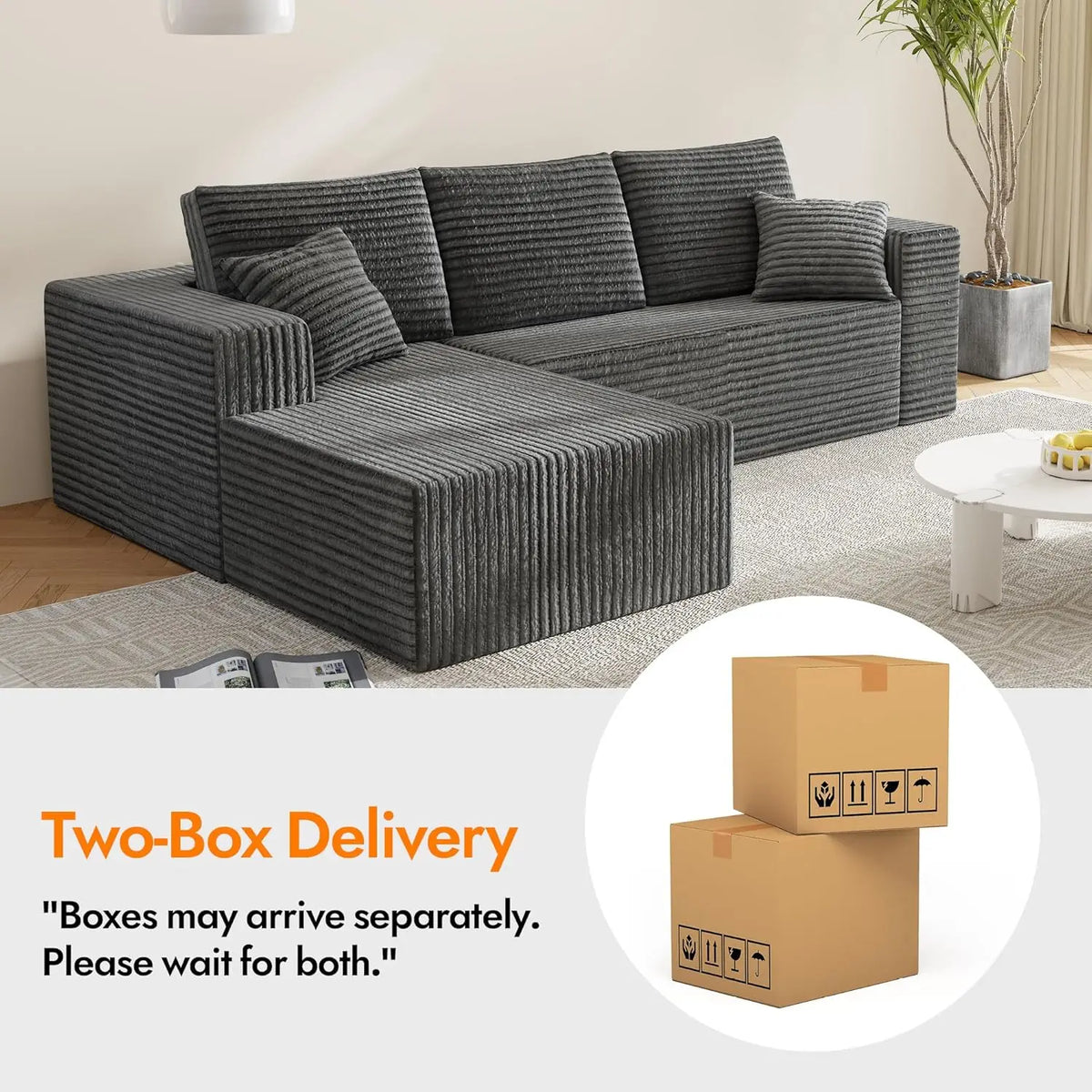 Boneless Couch For Living Room, Modular Sectional Sofa With L-Shape Chaise, Cloud Couch With Deep Seat, Modern Living Room Furni