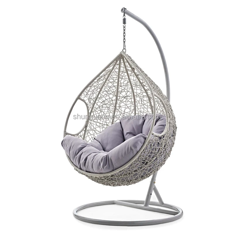 Modern Style Rattan Hanging Patio Metal Stand Swing Chair Hot Sale Furniture for Bedroom Indoor & Outdoor Use Furniture
