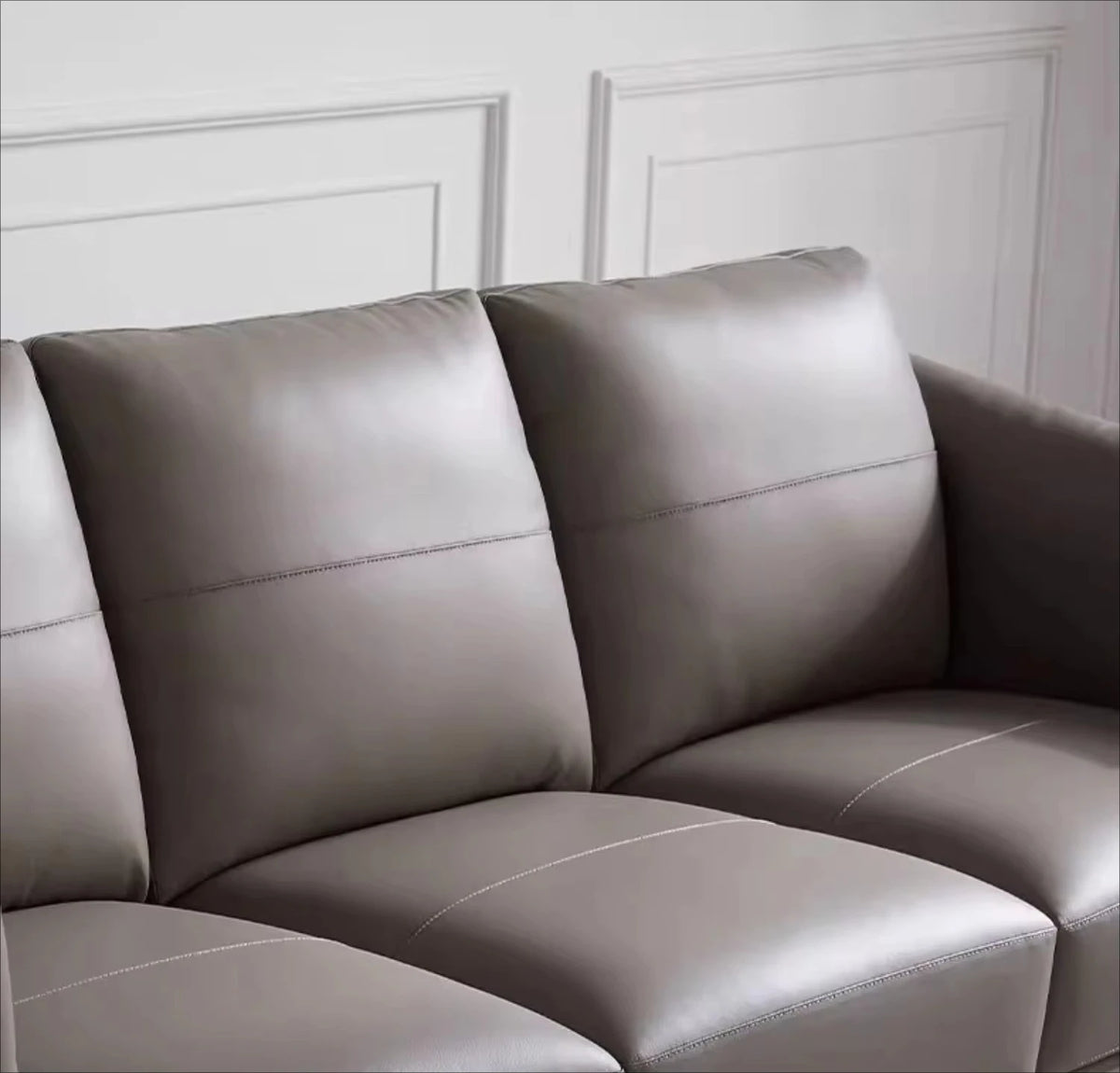 Italian simple style small apartment living room leather sofa