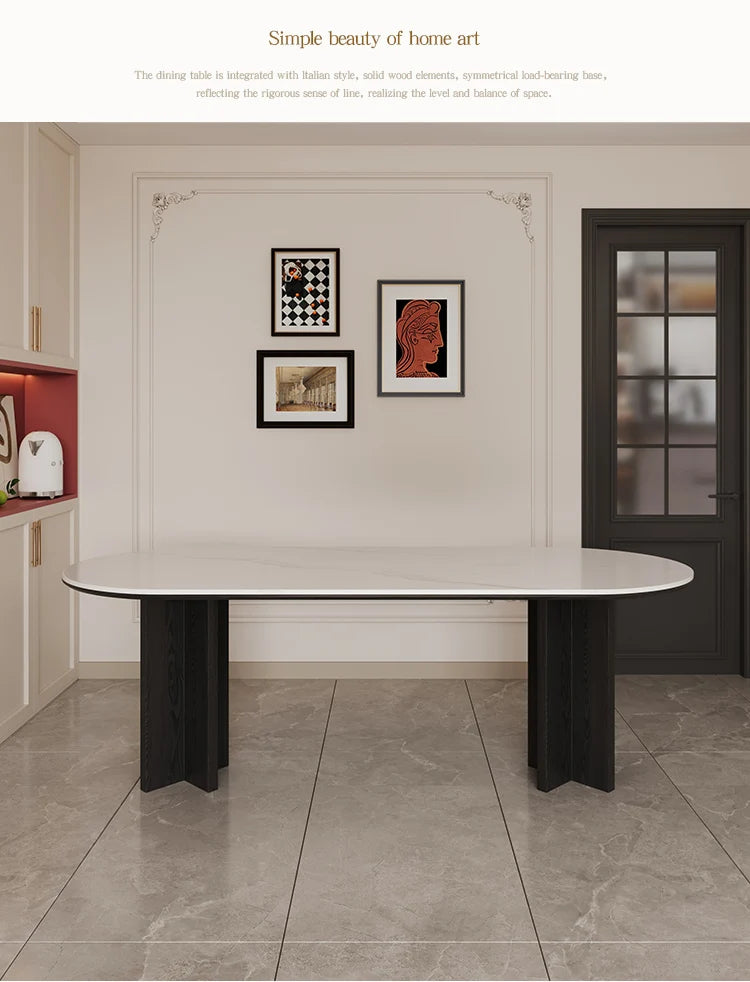 HTT oval dining table and chairs retro living room modern light luxury dining room rock slab home accessories