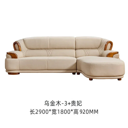 Designer Family Living Room Sofa Genuine Leather Sectional Floor Living Room Sofa Wood Minimalist Muebles Postmodern Furniture
