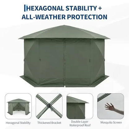 Shipment From The USUp Gazebo Sn Tent, 6 Sided Sun Shelter, Pavilion Tent For Patio | 13x13ft -Up Gazebo Tents With Mosquito N