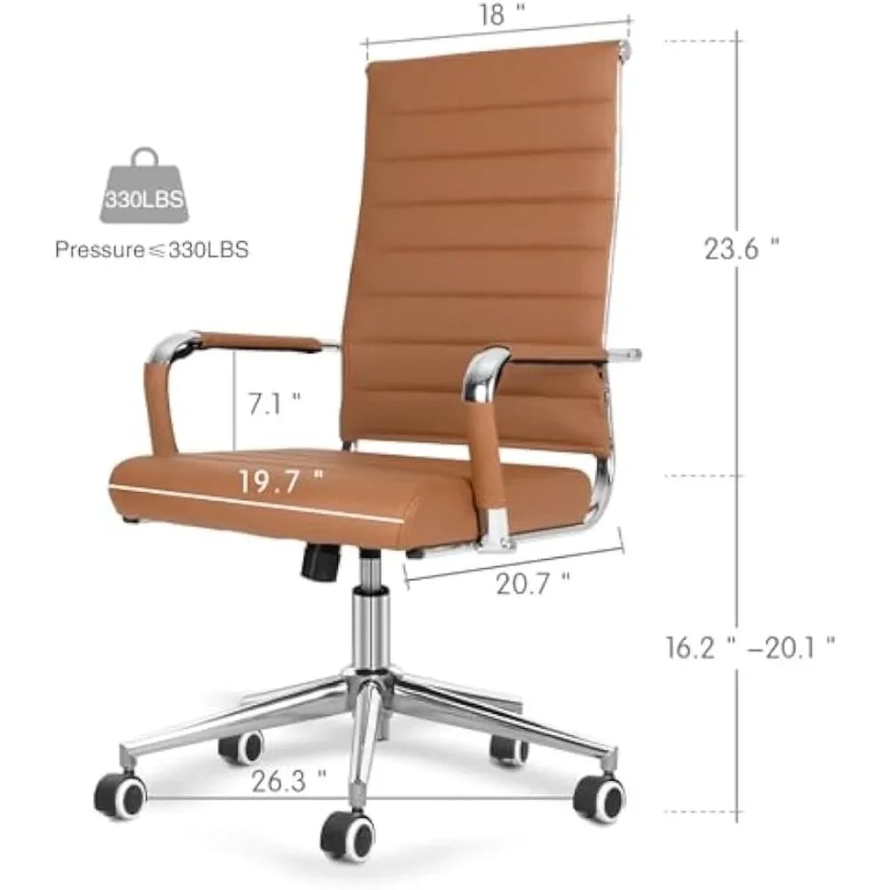 Home Office Chair Ribbed, Modern Leather Conference Waiting Room Chairs,Ergonomic Office Desk Chair, High Back Executive Compute