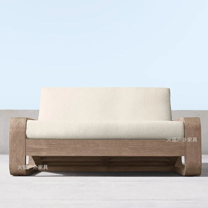 Outdoor teak sofa coffee table industrial style hotel villa balcony courtyard open-air outdoor rain protection leisure furniture