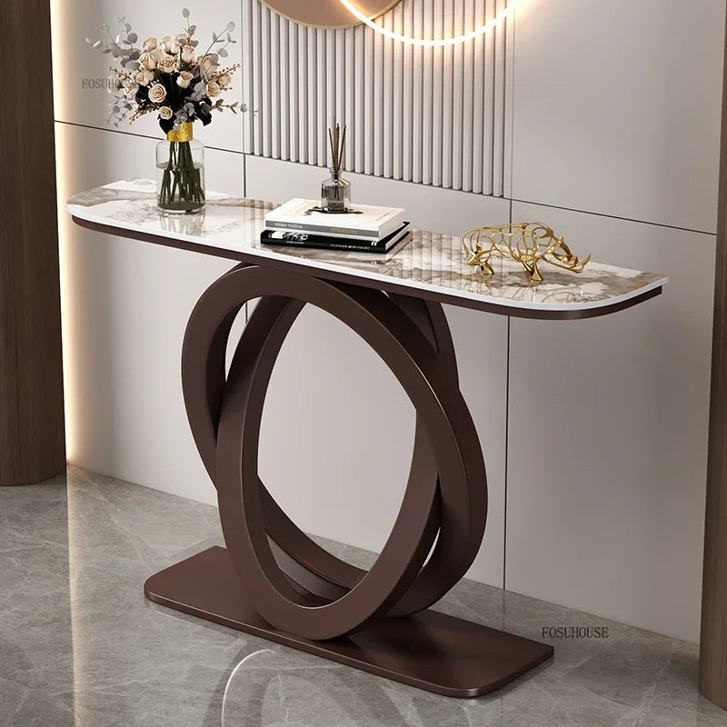 Luxury Iron Console Table Italian Semi-circular Entrance Cabinet Tables Home Furniture Creative Corridor Entryway Table