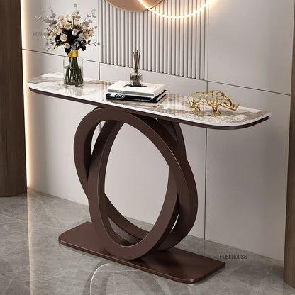 Luxury Iron Console Table Italian Semi-circular Entrance Cabinet Tables Home Furniture Creative Corridor Entryway Table
