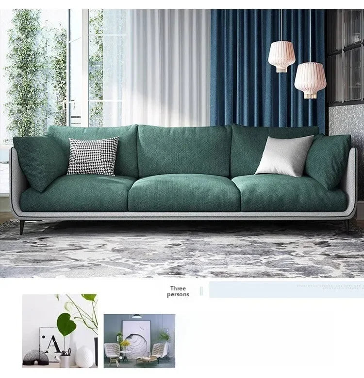 Nordic modern and simple, fabric sofa living room double, three combination small apartment light luxury Internet