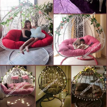 Thickened rattan swing chair Outdoor swing set Strong swing chair frame with waterproof and UV protection