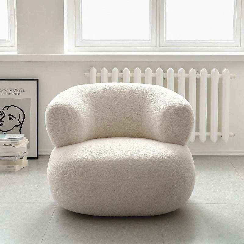 Nordic Designer Fabric Living Room Chairs Leisure Backrest Armchairs Bedroom Lambswool Luxury Single Sofa for Home Furniture