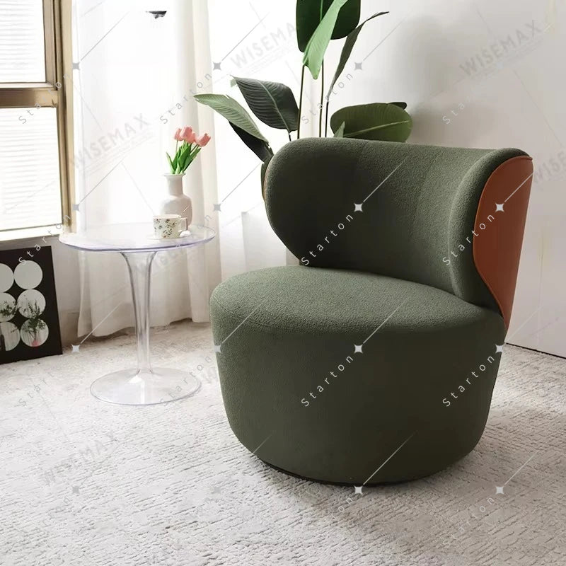 Luxury Hotel Furniture Living Room Single Sofa Fabric Leather Chair Home Wooden Frame High Back Leisure Chair
