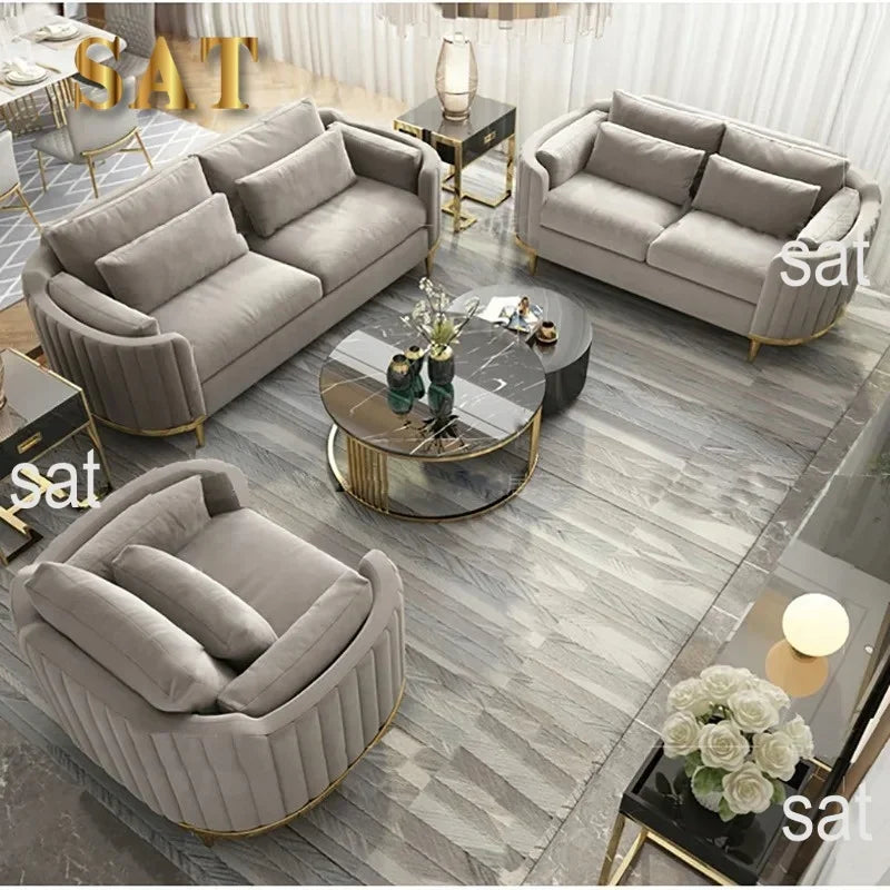 #Nordic fabric sofa simple light luxury gray flannelette living room sofa