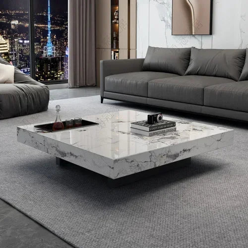 Marble Top Coffee Table Living Room Luxury Stone Rectangular Coffee Table Modern Topper Italian Table Home Furniture