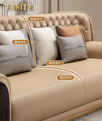 Italian light luxury leather sofa modern high-end straight row villa large flat floor