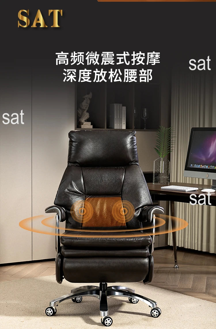 /Electric Leather Boss Chair Modern Design Comfortable Ergonomic Trendy Chair Swivel Arm Footrest Salon Silla Oficina Furniture