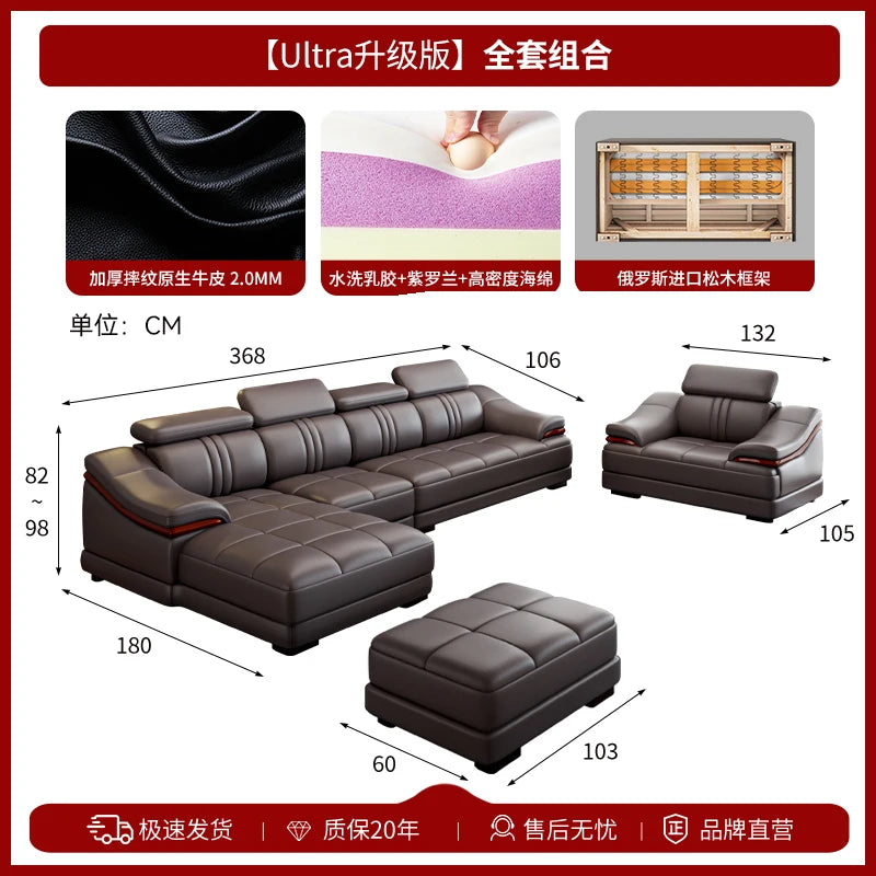Nordic Genuine Leather Sofas Luxury Armchairs Cinema Comfortable Sofas Living Room Design Fauteuils Salon Home Furniture