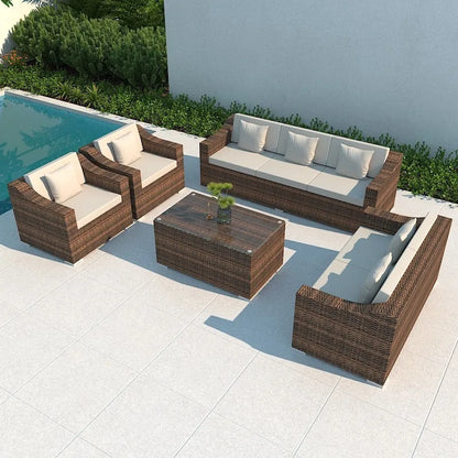 Courtyard terrace balcony three-person leisure living room sofa combination, rattan sofa