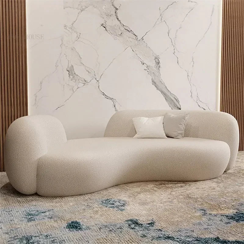 Modern Simple Fabric Curved Living Room Sofas for Home Furniture Luxury Nordic Lambswool Sofa Clothing Store Creative Sofa v