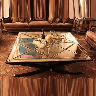 Glass coffee table post-modern square table
