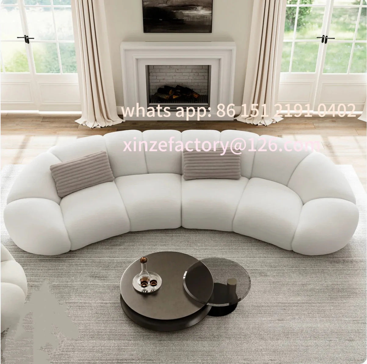 Customizable winter vintage butterscotch style sofa curved petal sofa Italian light luxury living room