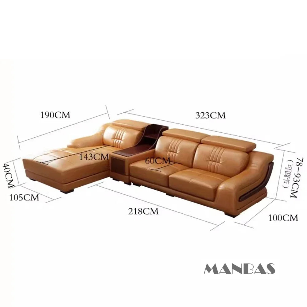 Leather Sofa Set Big Sectional Couch Living Room Sofas With Adjustable Headrest Home Furniture