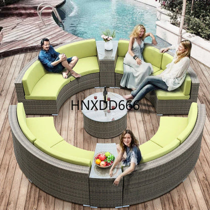 Outdoor round rattan sofa combination curved living room sofa
