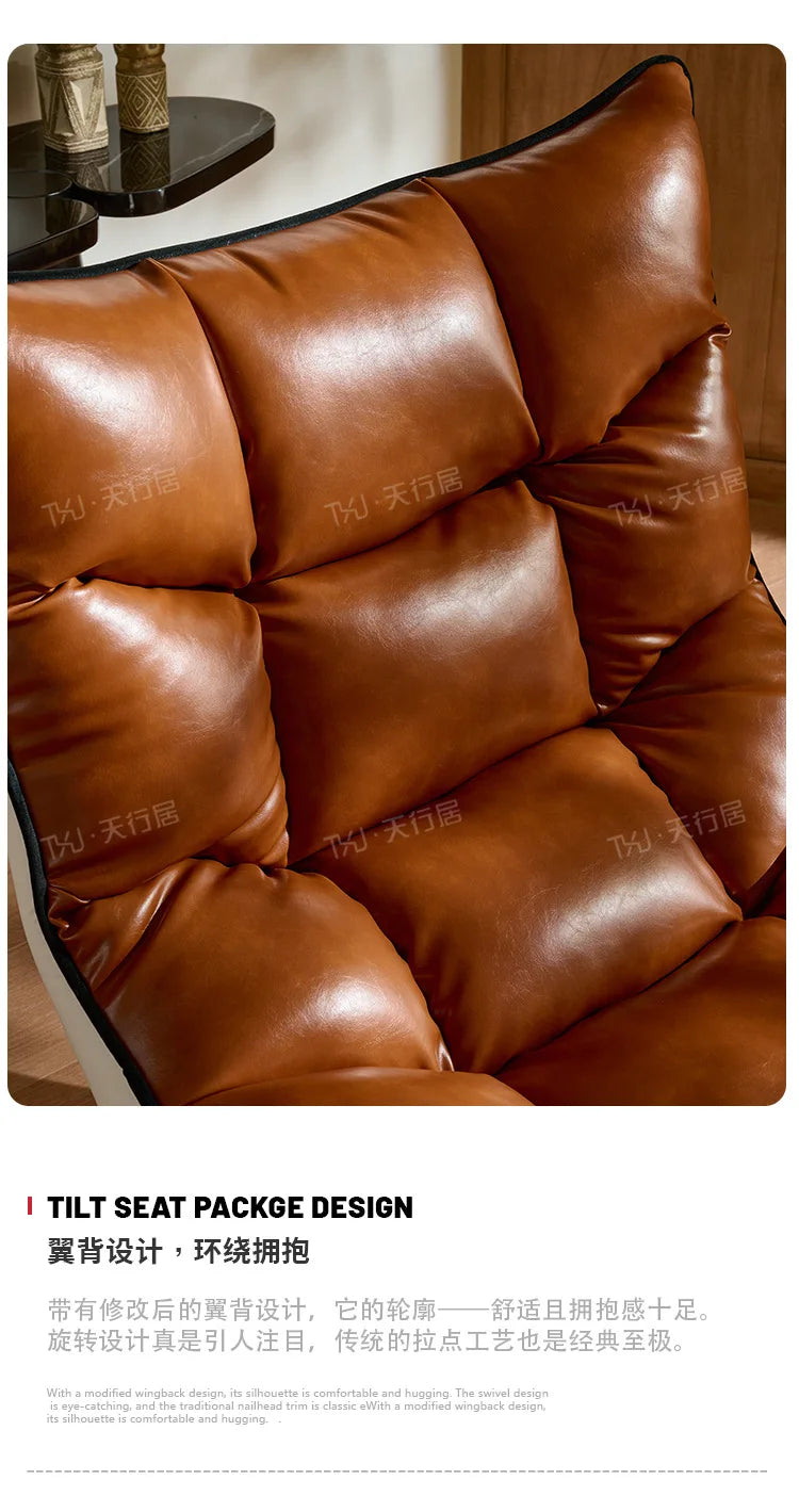 Living room balcony designer antique leisure chair leather lazy sofa