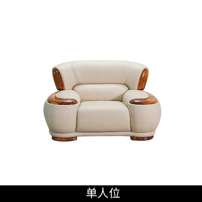 New Chinese ebony leather sofa living room modern first layer cowhide 1234 combination  FT