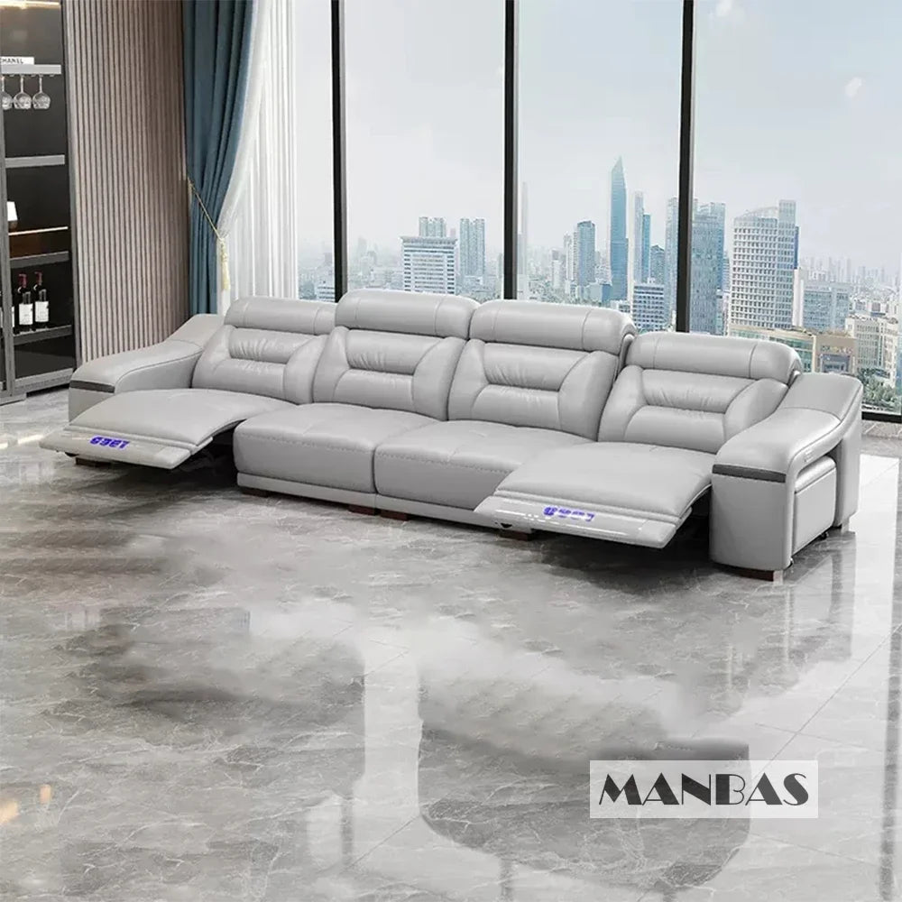 *-/2025  Italian Modern Luxury Leather Recliner Sofa Electric Reclining Sofa Living Room Furniture