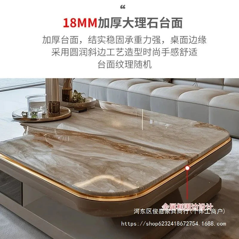 Light luxury modern coffee table microcrystalline stone high-end home high-end new living room villa marble lengthening