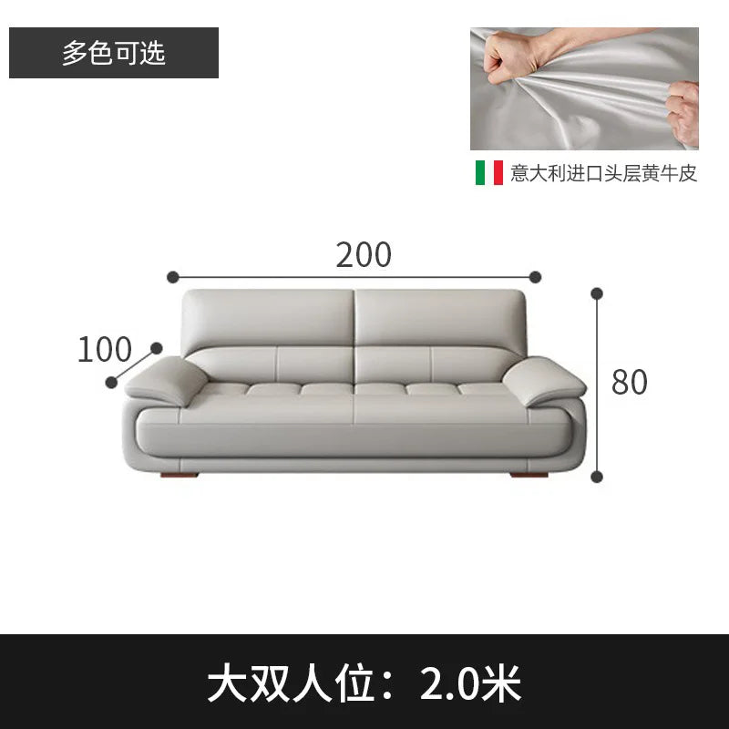 Premium Simple and modern combination imported concubine sofa size apartment living room first layer cowhide leather art sofa