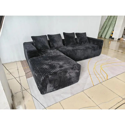 Modern L-Shaped Cloud Sectional Sofa with Right Chaise, Deep Seat Upholstered Couch for Living Room or Bedroom, No Assembly