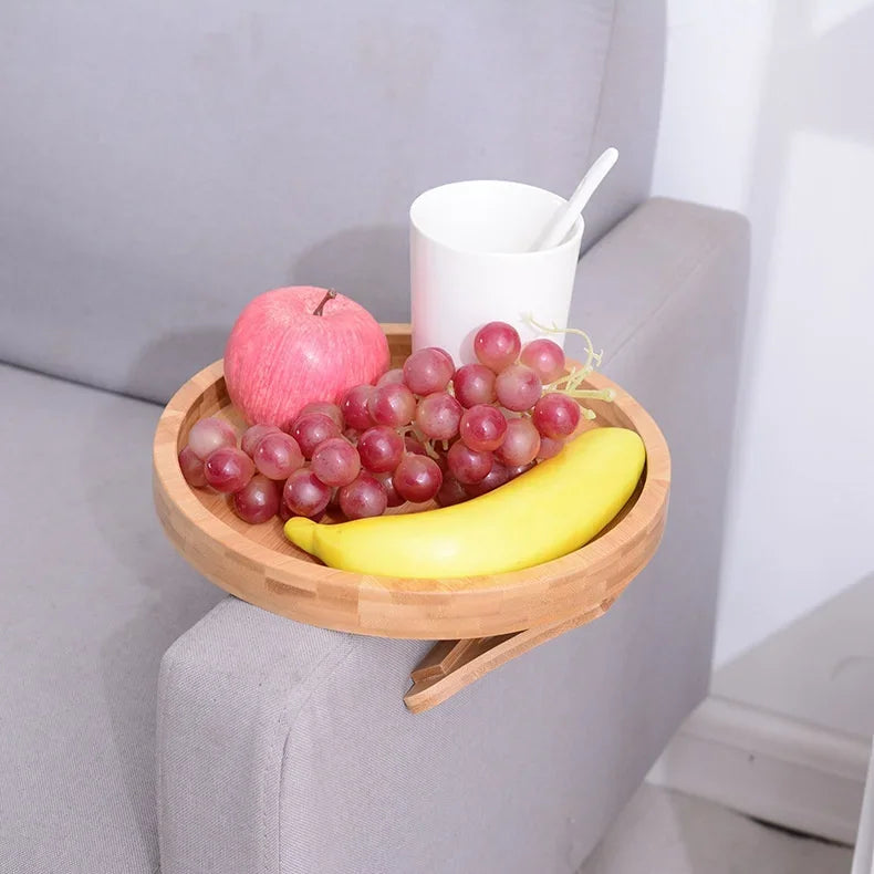 Storage Tray Table Sofa Armrest Clip-On Trays Natural wooden Sofa Tray Practical TV Snack Trays for Remote Control Drink Snacks