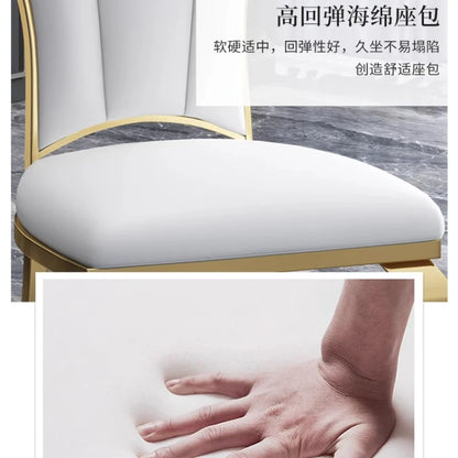 Modern simple stainless steel luxury hotel dining chair high-end soft bag white leather back chair fashionable home dining chair
