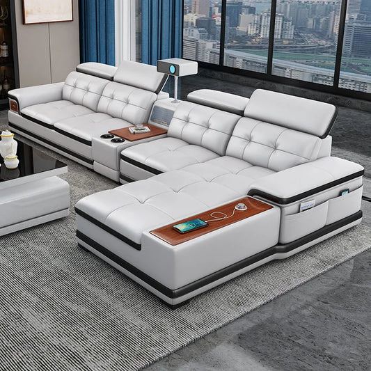 Sofa Modern Living Room Sofas Massage Leather Living Room First Layer Cowhide Intelligent Multifunctional Mobile Phone Charging