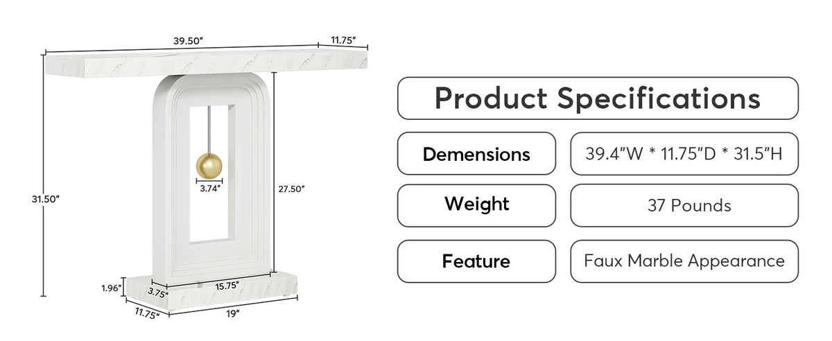 Tribesigns Modern Console Table, 40 Inches Narrow Sofa Entryway Table with Pendulum Shape Base, Contemporary Wood Accent Table